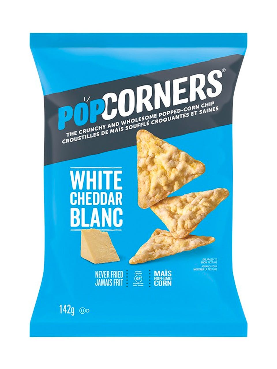 Runner | Popcorners White Cheddar Popped Corn Chips | 142g bag